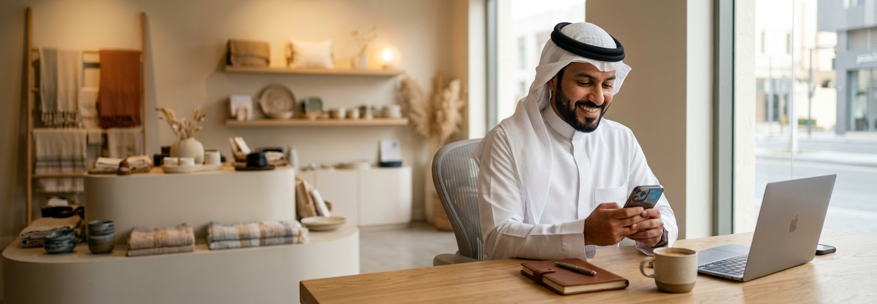 صاحب متجر يستخدم صيت